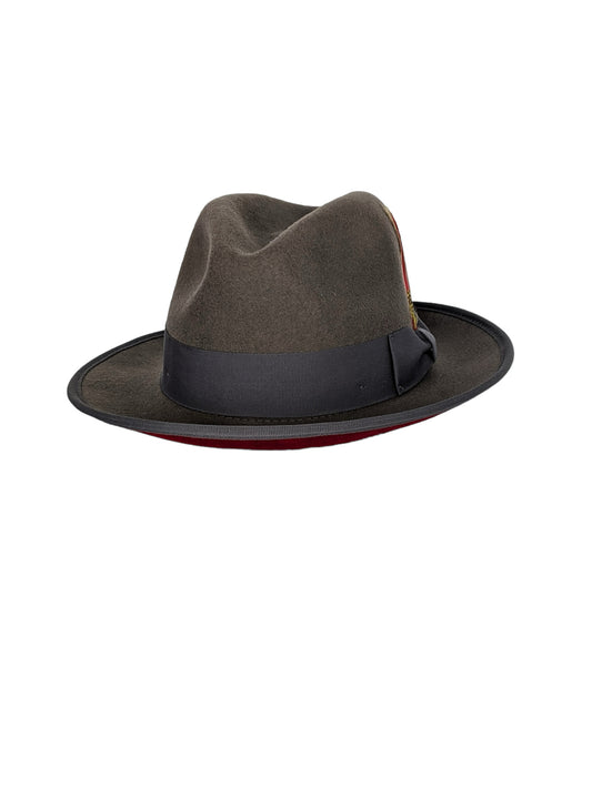 The Poitier - Men's Fedora - Grey/Red