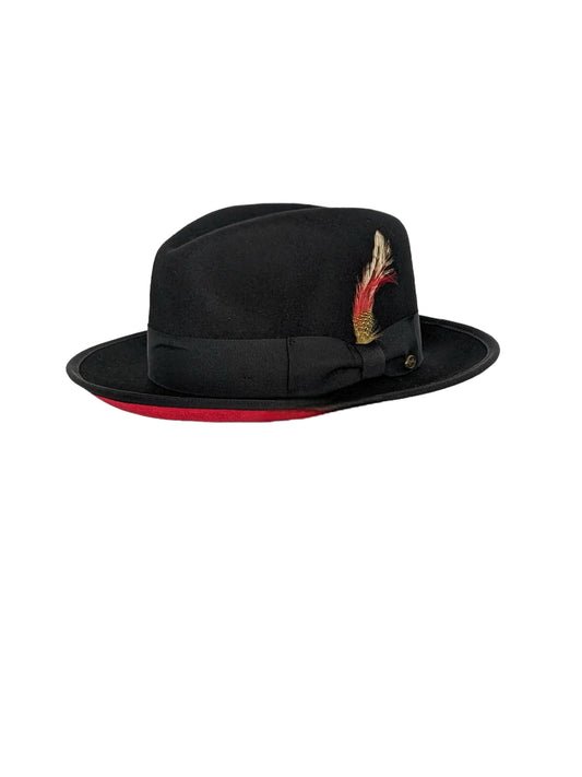 The Poitier - Men's Fedora - Black/Red